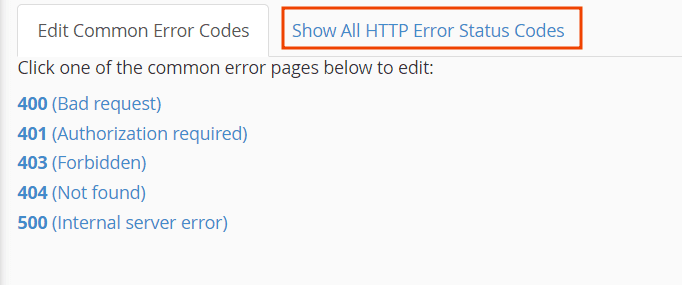 Show All Http Error Status Codes