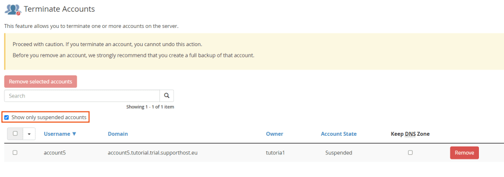 Show Only Suspended Accounts
