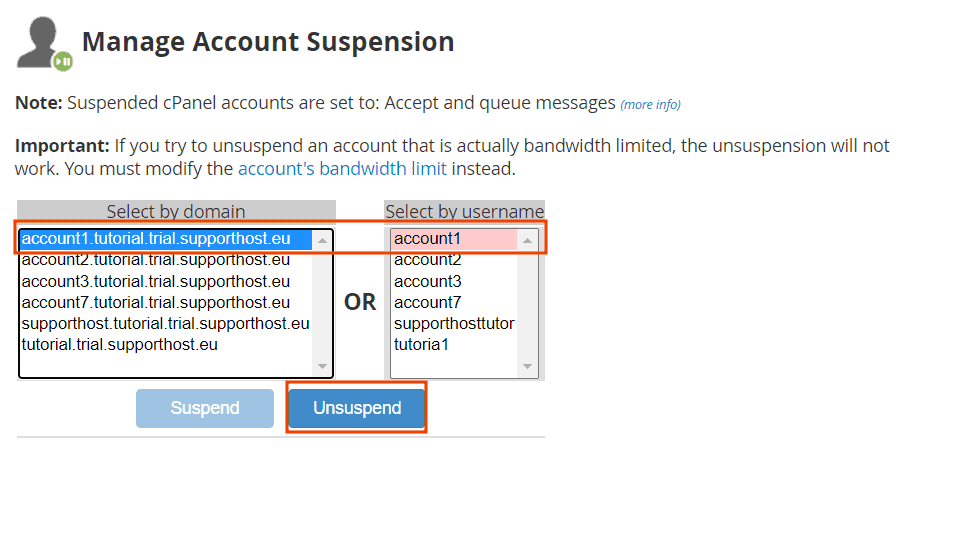 Unsuspend Account