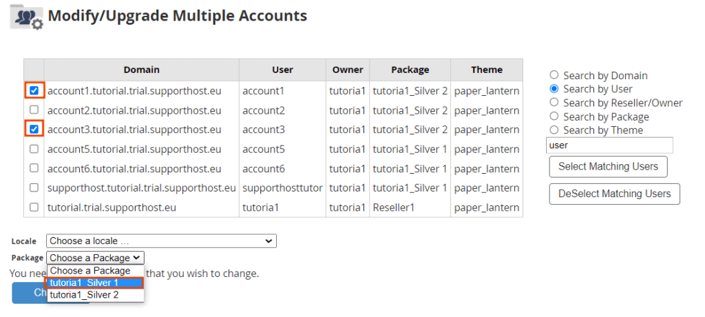 Upgrade Downgrade Multiple Accounts
