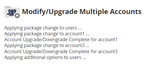 Upgrade Downgrade Multiple Accounts Completed