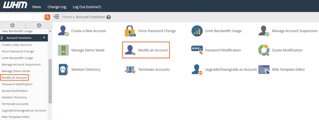 Whm Modify A Cpanel Account