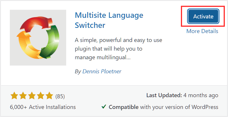 Wordpress Multilingual Activate Multisite Language Switcher