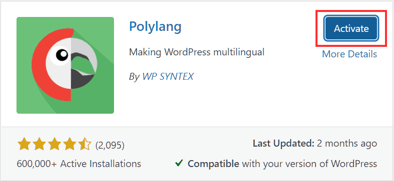 Wordpress Multilingual Activate Polylang