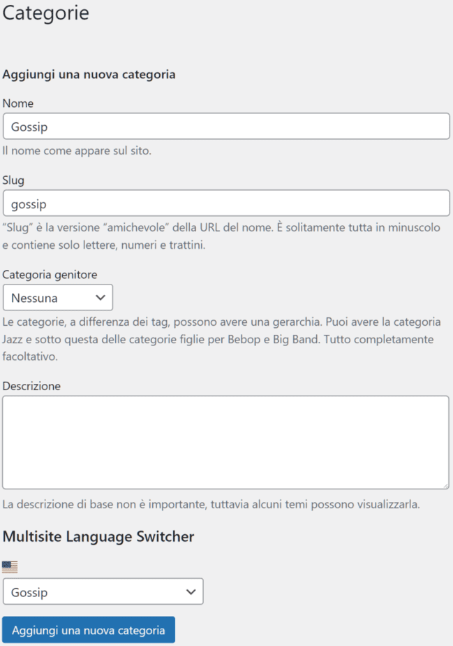 Wordpress Multilingual Create New Translated Category
