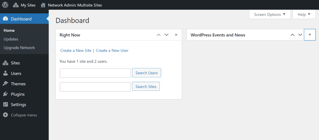 Wordpress Multisite Network Dashboard