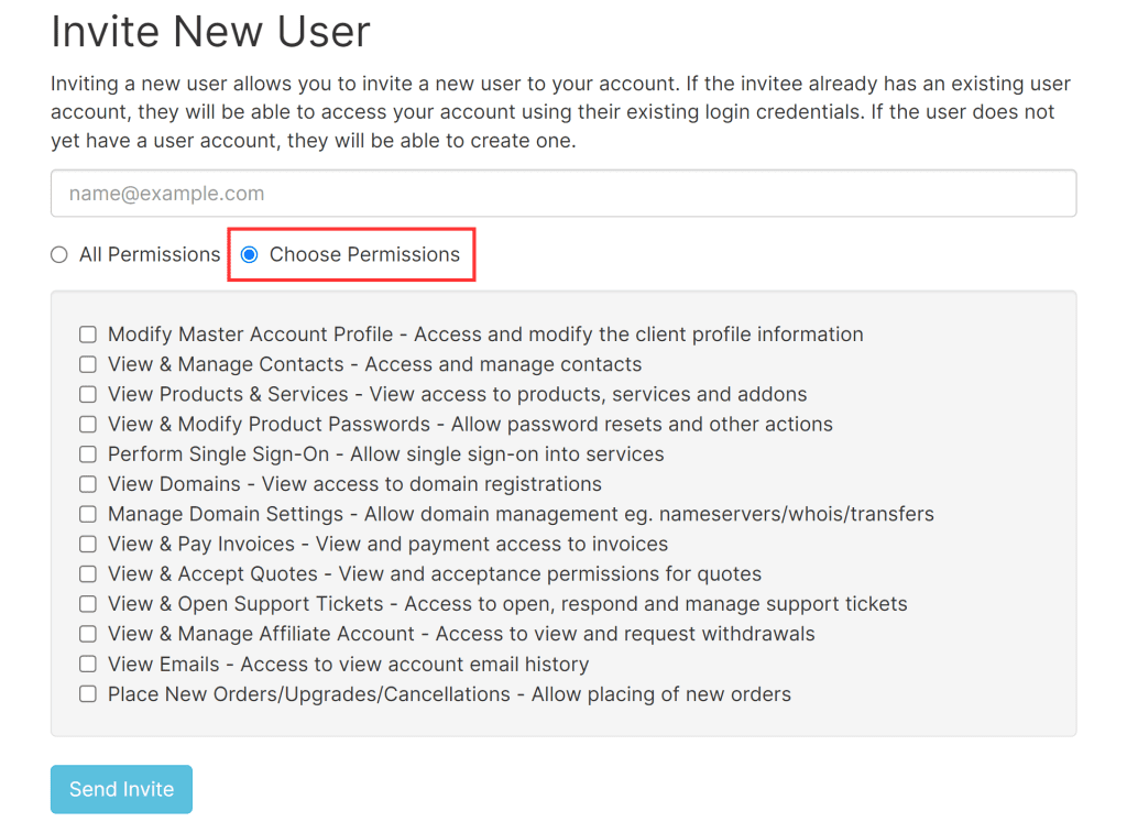 Manage Multiple Accounts Choose Permissions
