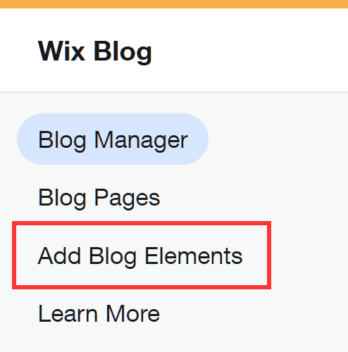 Wix Menu Add Blog Elements