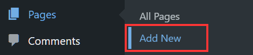 Wordpress Menu Add New Page