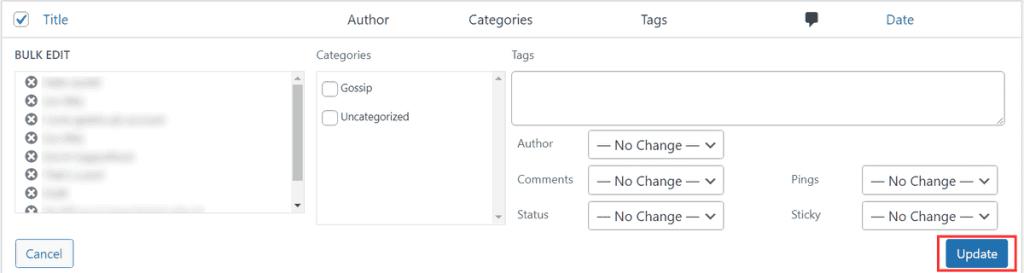 Wordpress Posts Bulk Update