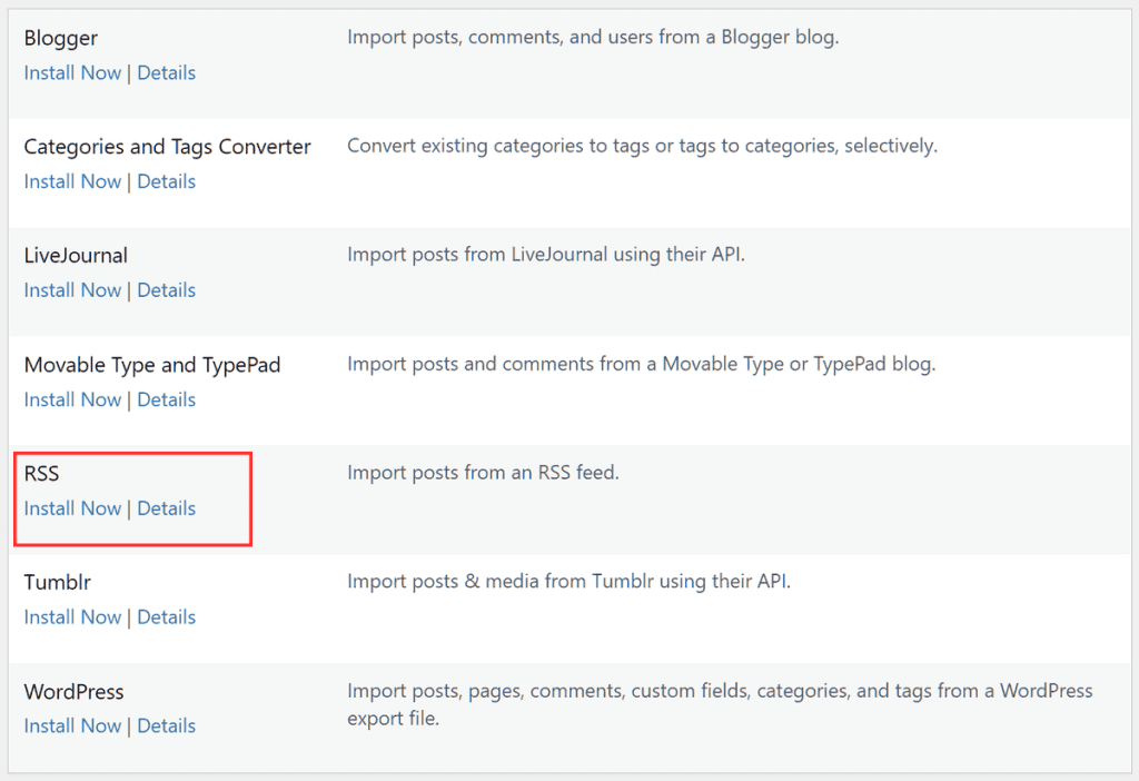 Wordpress Rss Feed Install Menu