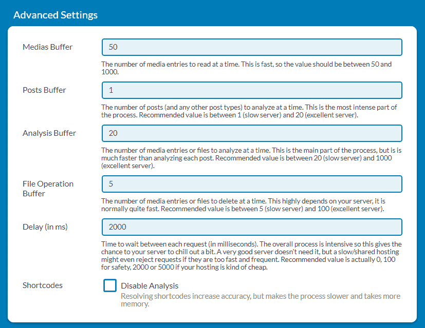 Configure Media Cleaner Advanced Settings