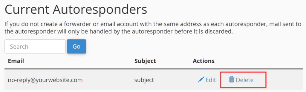 Cpanel Delete Autoresponder Out Of Office Message