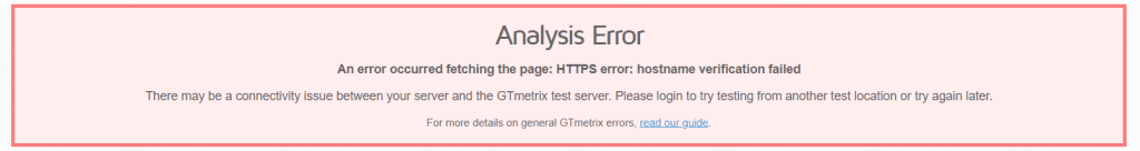 Gtmetrix Analysis Error Https