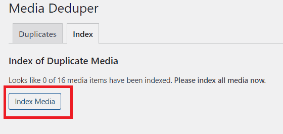 Media Deduper Plugin Index Media