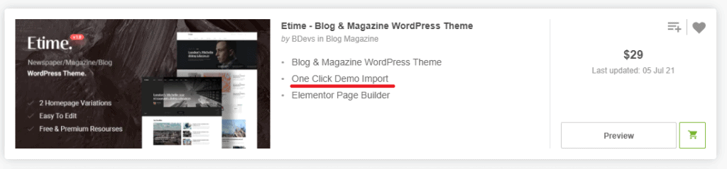 Themeforest One Click Demo Import