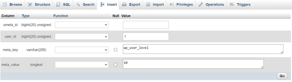 Wordpress Phpmyadmin Create New User And Set Userlevel