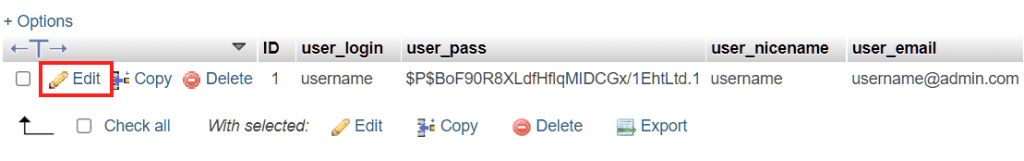 Wordpress Phpmyadmin Edit Username