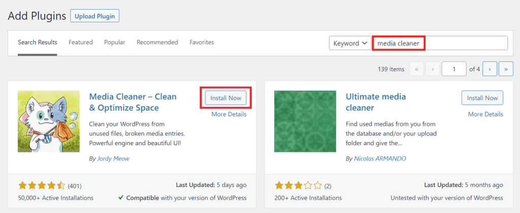 Wp Unused Images Install Media Cleaner Plugin