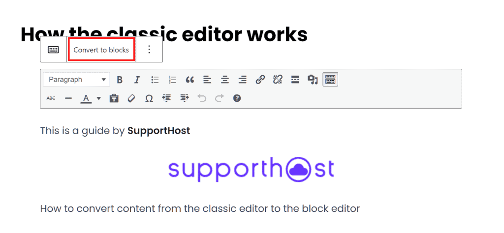 Classic Editor Convert To Blocks