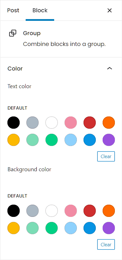 Group Block Settings