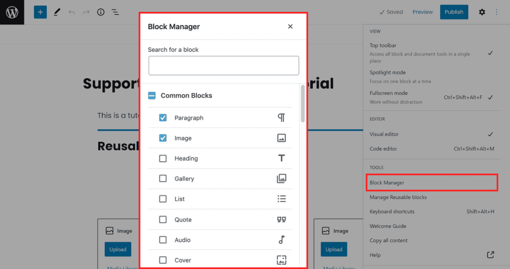 Gutenberg Block Manager