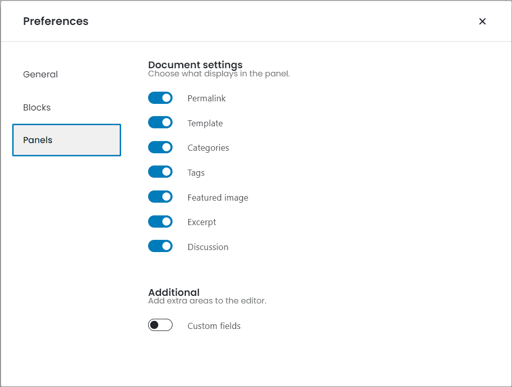 Gutenberg Preferences