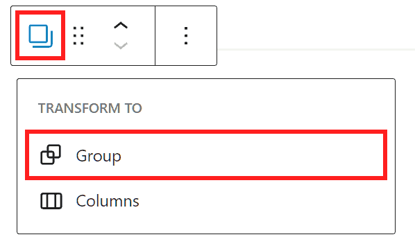 Gutenberg Transform To Group