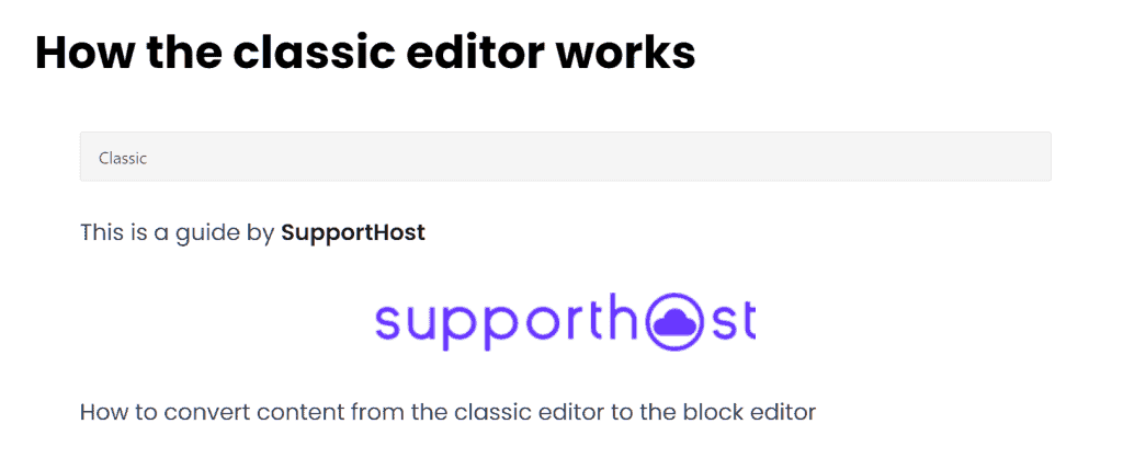 Wordpress Classic Block