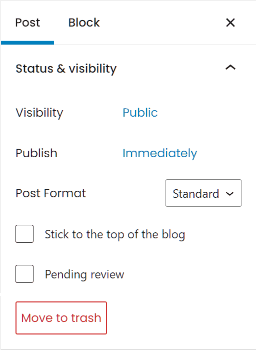 Wordpress Post Status And Visibility