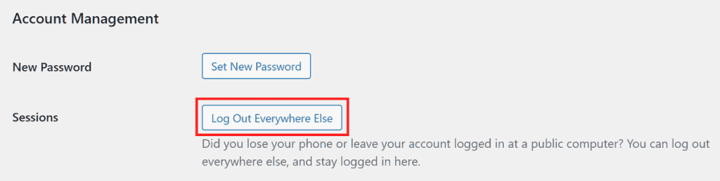 Wordpress Account Management Log Out Everywhere