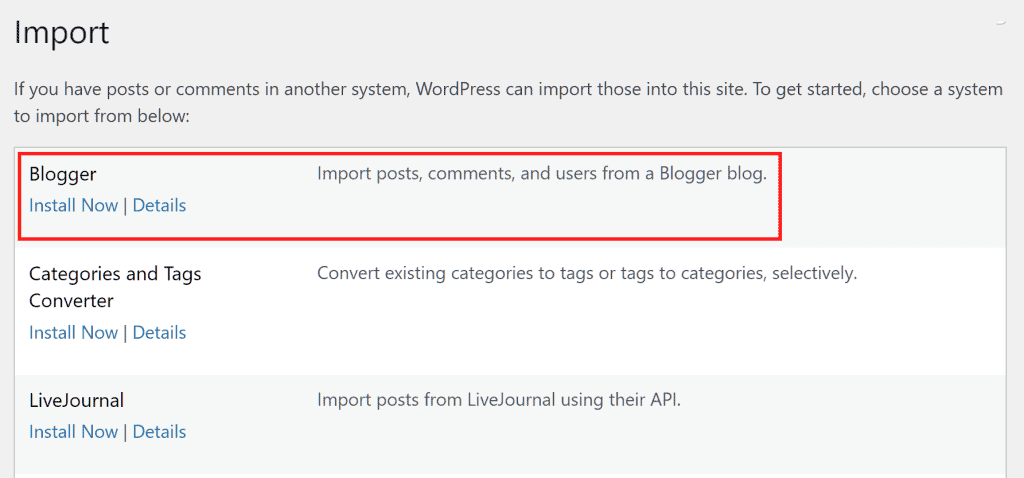 Wordpress Import Blogger Tool