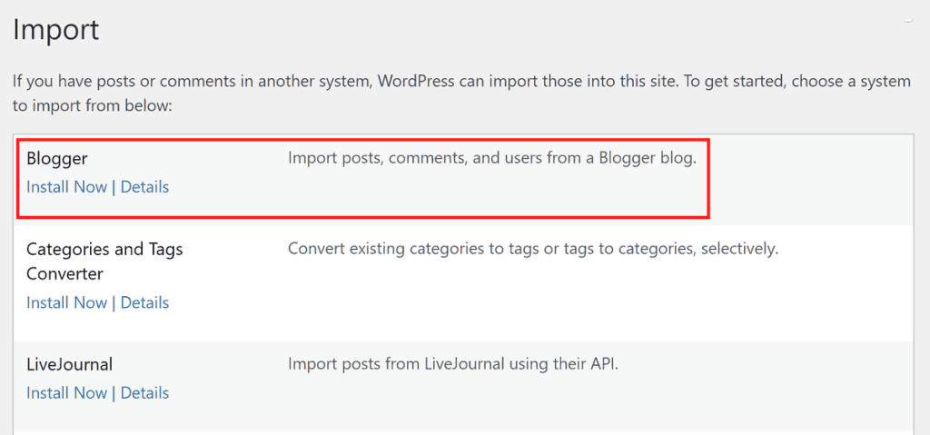 Wordpress Import Blogger Tool