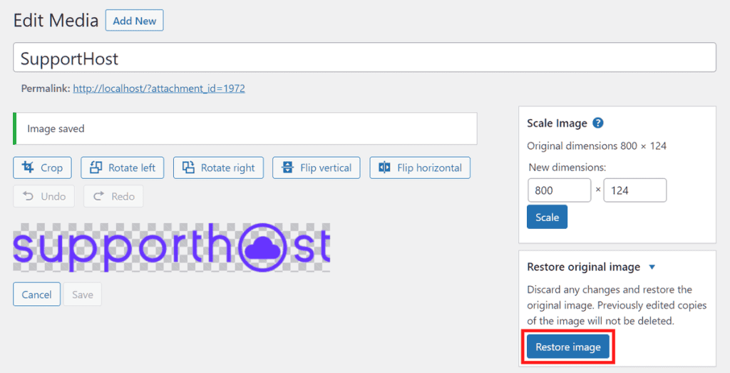 Wordpress Media Library Restore Image