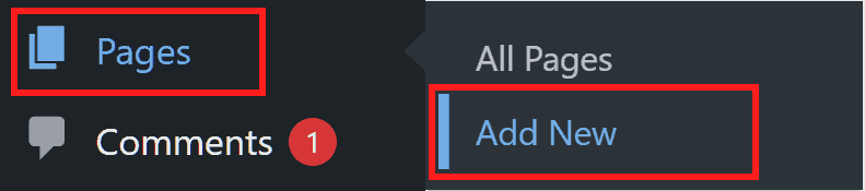 Wordpress Menu Add New Page