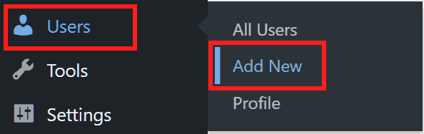 Wordpress Menu Add New User