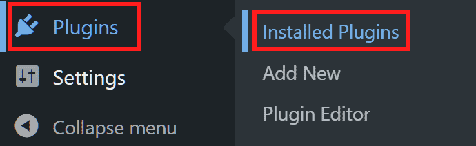 Wordpress Menu Installed Plugins