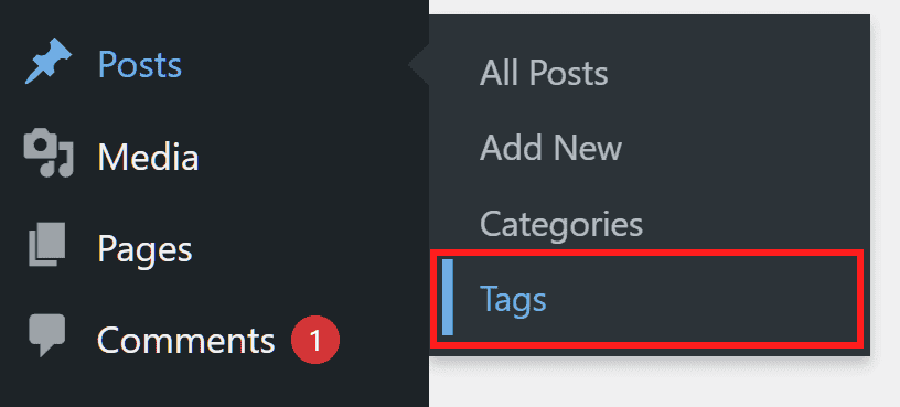 Wordpress Menu Posts Tags