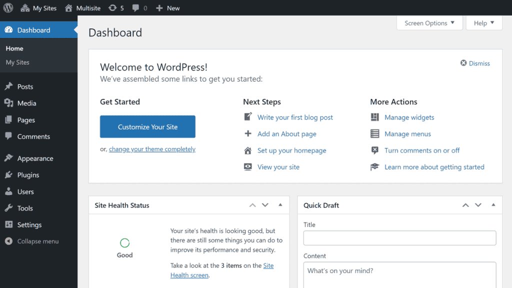 Wordpress Multisite Dashboard