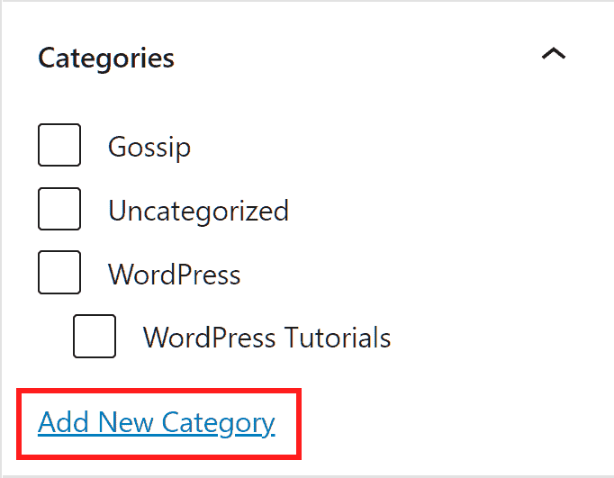 Wordpress Post Add New Category