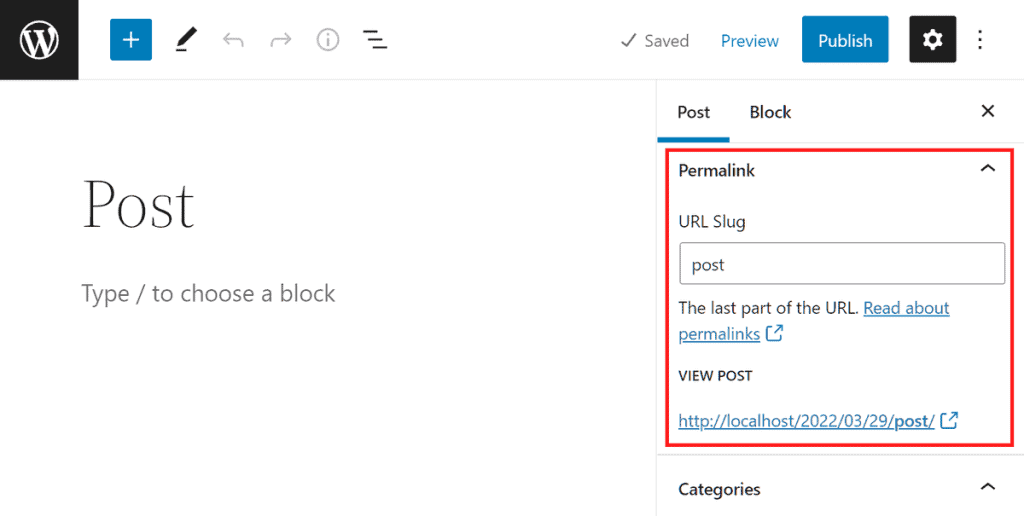 Wordpress Post Permalink Settings