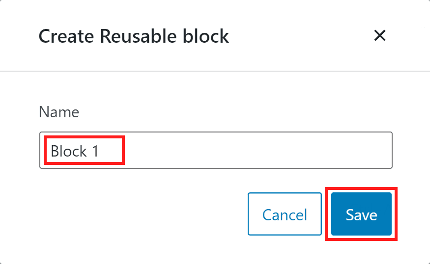 Wordpress Save Reusable Block
