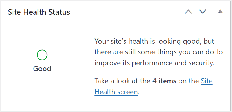Wordpress Site Health Status Widget
