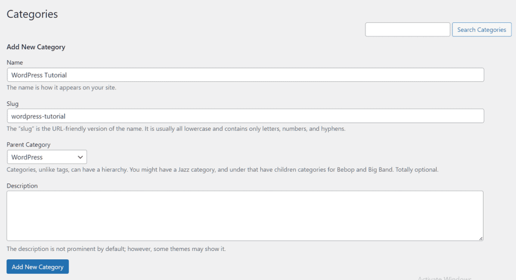 Wordpress Tutorial Add A New Category