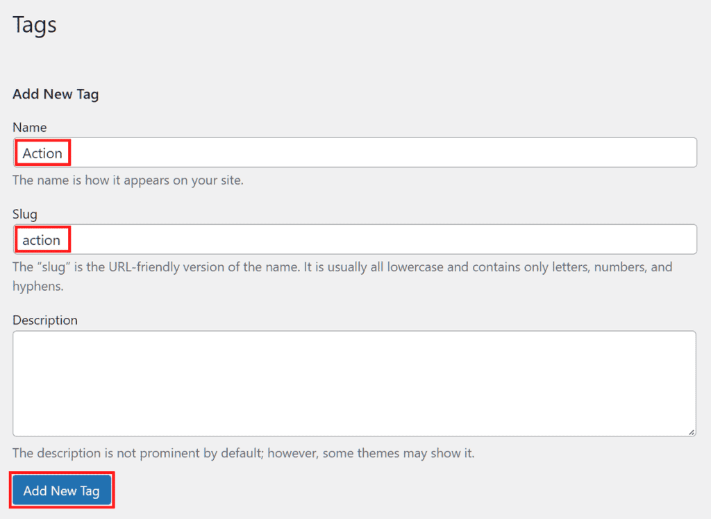 Wordpress Tutorial Add New Tag