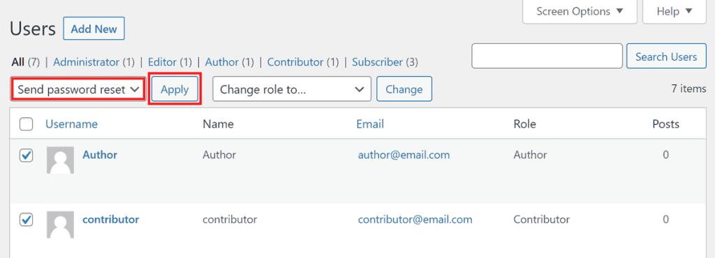 Wordpress Tutorial Bulk Send Password Reset