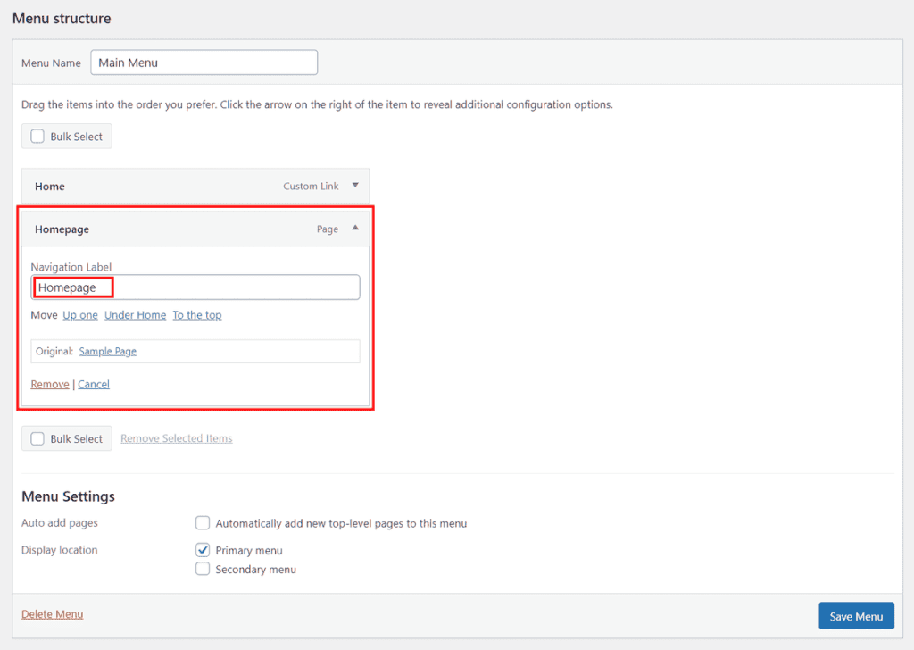 Wordpress Tutorial Edit Menu Structure