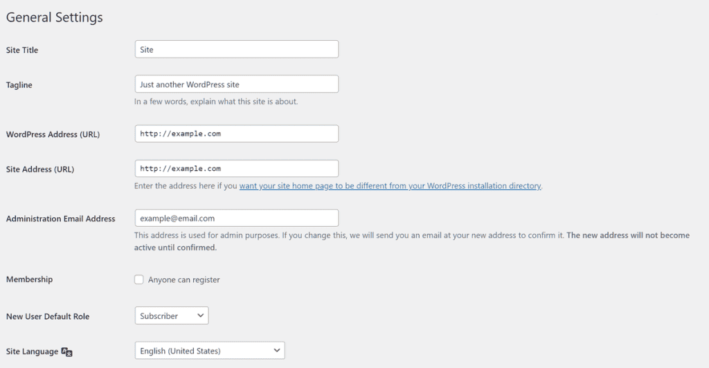 Wordpress Tutorial General Settings