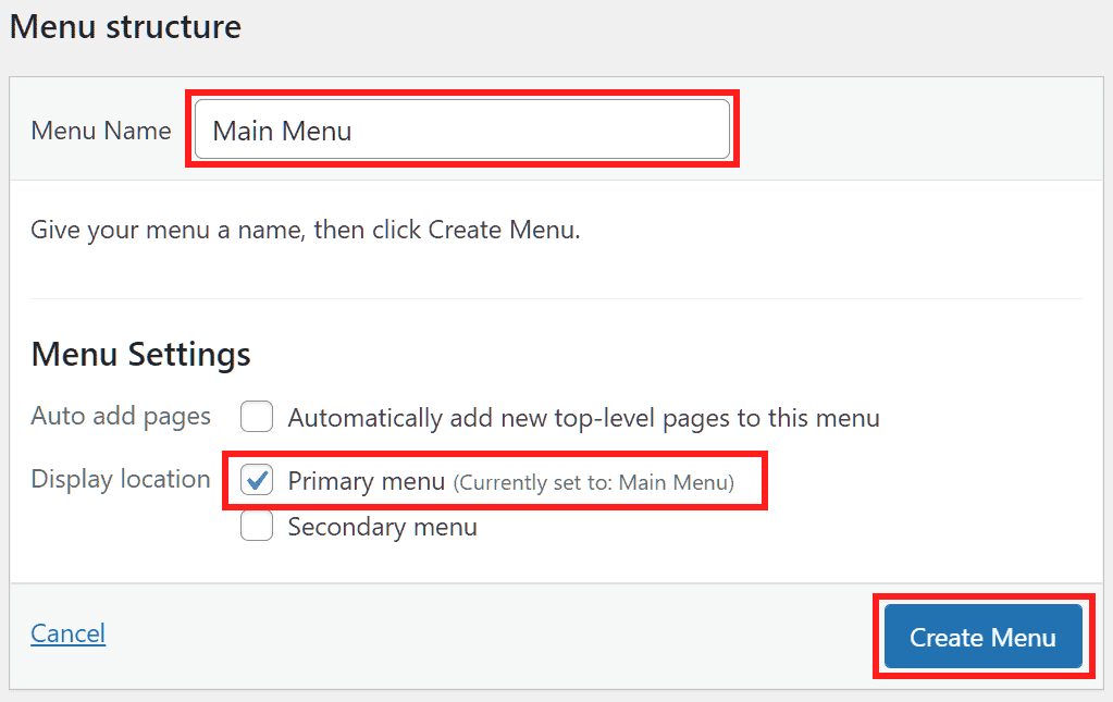 Wordpress Tutorial Menu Structure Settings