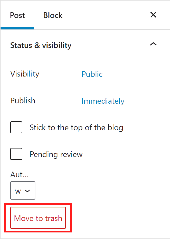 Wordpress Tutorial Move Post To Trash